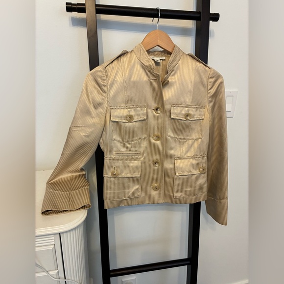 Banana Republic cotton/silk blend Gold Women's Jacket. Gorgeous! Size 2P - Picture 2 of 16